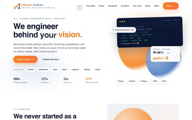 Infusion Analysts A Software Development Company website