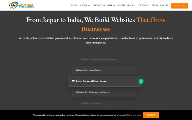 J2TMedia Web Solutions website