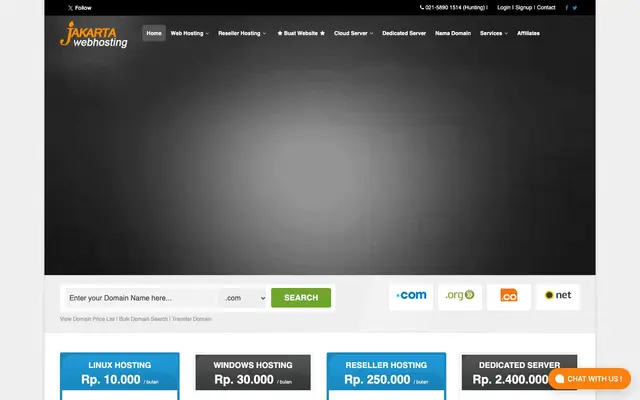 JakartaWebHosting website