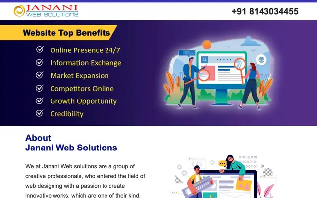 Janani Web Solutions website
