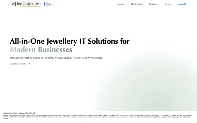 Jewels Infosystems | Jewelry Software Company website