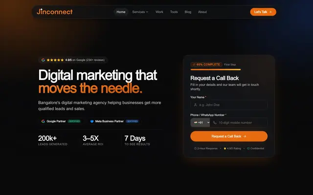 Jinconnect Digital Agency website