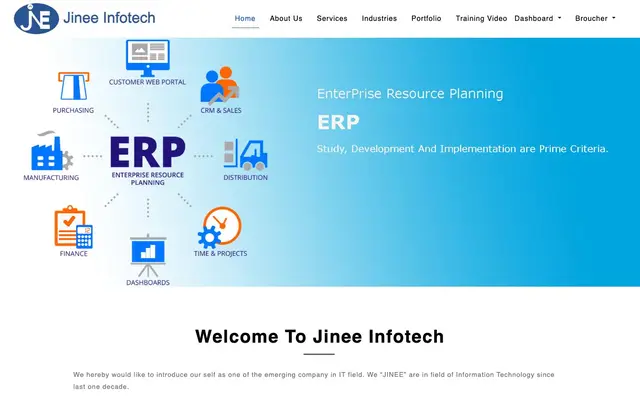 Jinee Infotech - ERP Software Tailored to Your Business Needs website