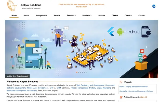 Kalpak Solutions website