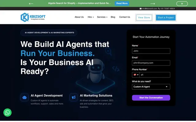 Kbizsoft Solutions Pvt. Ltd. website