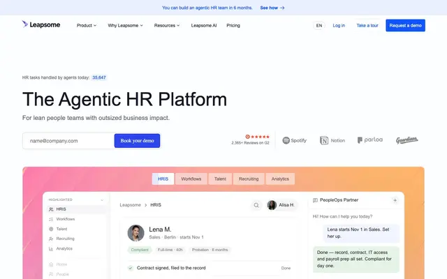 Leapsome - People Enablement Software website