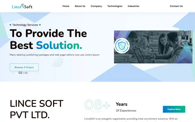 Lince soft Solutions Pvt Ltd website