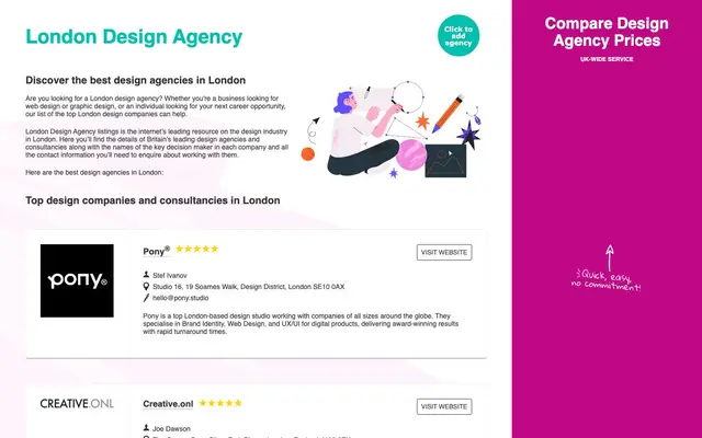 London Design Agency website