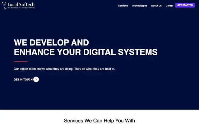 Lucid Softech IT Solutions website
