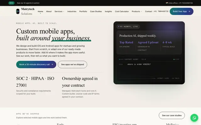 Matrytech Solutions- Mobile App Development Company website