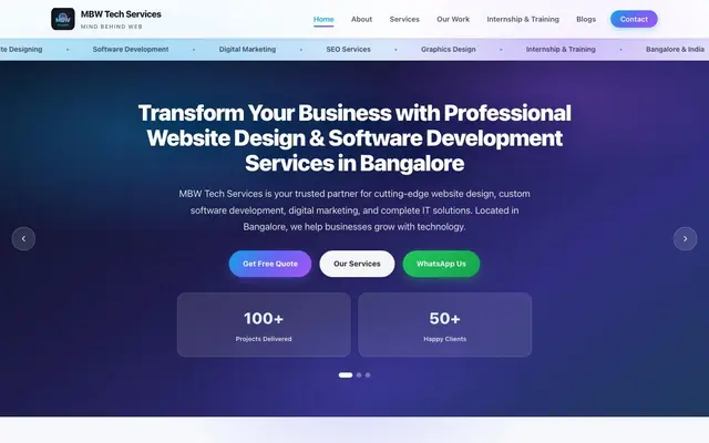 MBW Tech Services|Software Development & Digital Marketing Company in Bangalore website