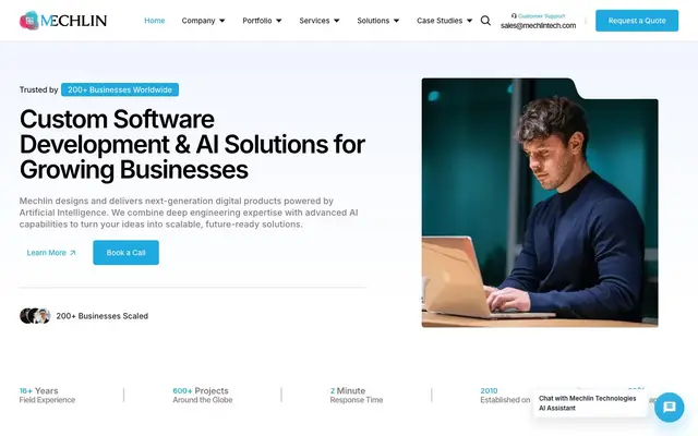 Mechlin Technologies Pvt. Ltd website