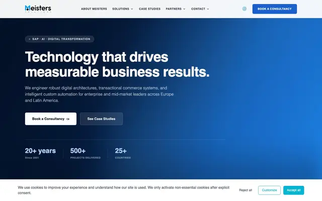 Meisters Solutions website