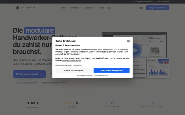 Meisterwerk App website