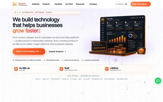Mejona Technology LLP website