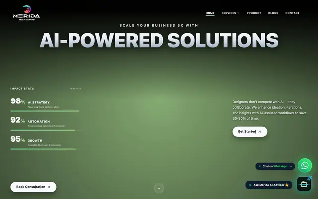 Merida Tech minds - AI Integrated Service website
