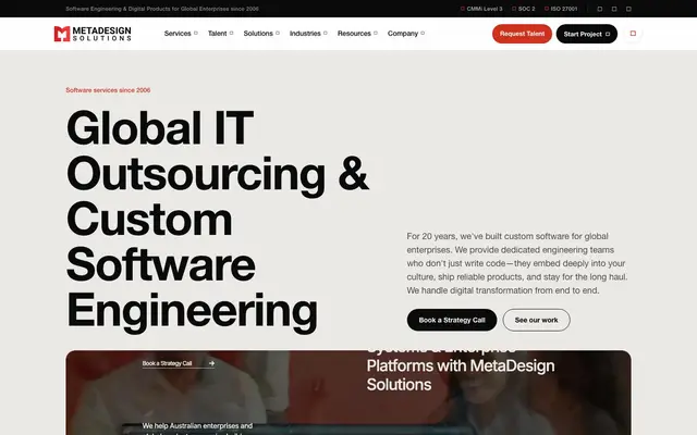 MetaDesign Solutions - AI , Gen AI & Software Development Company website