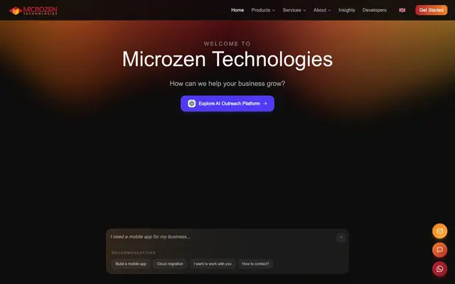 Software Development Company - Microzen Technologies website