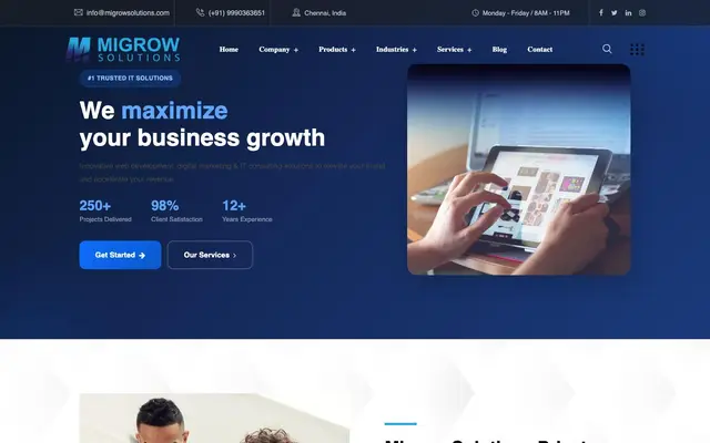 Migrow solutions website