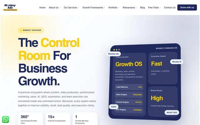 Monkey Ads & Studios website