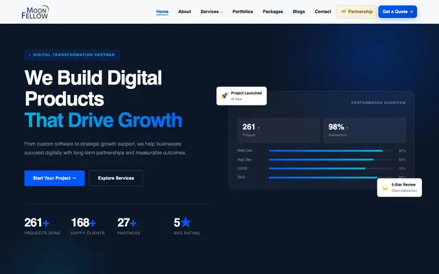 MoonFellow - Web Development Company in Noida website