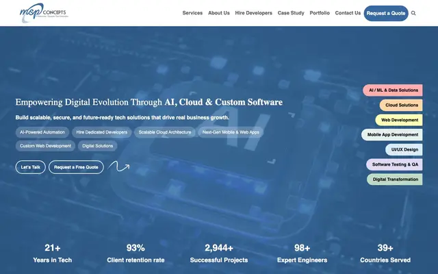 MSP IT Concepts Pvt. Ltd. website