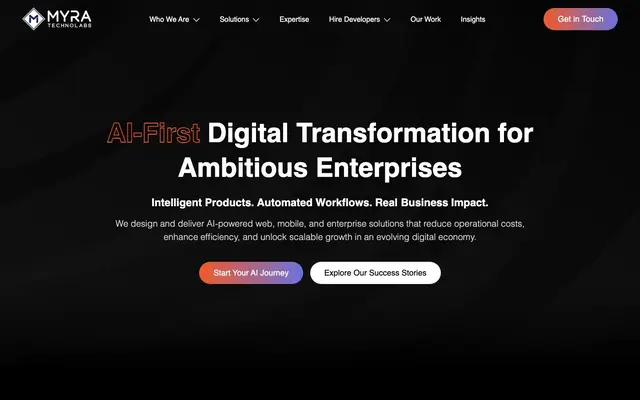 Myra Technolabs, A Custom Software Development Company in India website