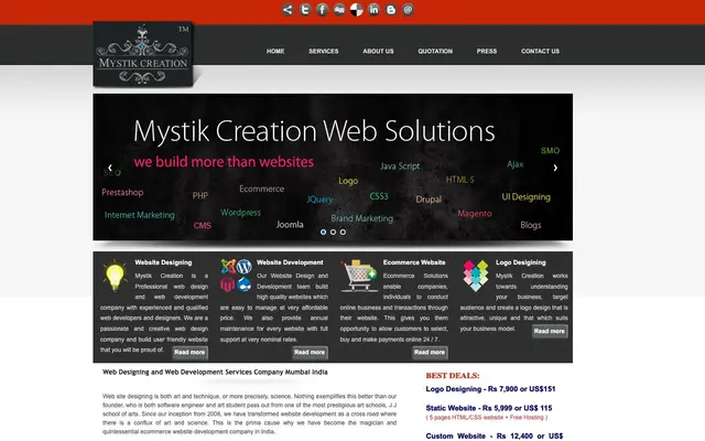 Mystik Creation - Web Designing and Development Company Mumbai website