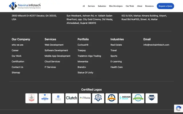 Nevina Infotech website