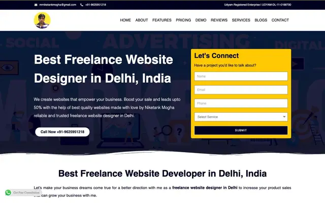 Niketank Mogha - Freelance Website Designer in Delhi website