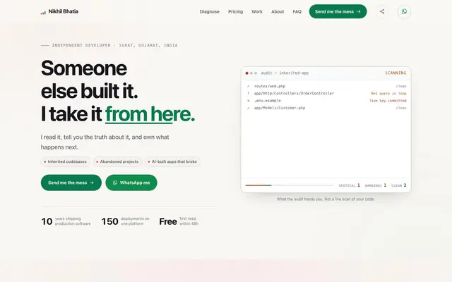 Nikhil Bhatia | Laravel Expert | Web Developer, Architect & Consultant website