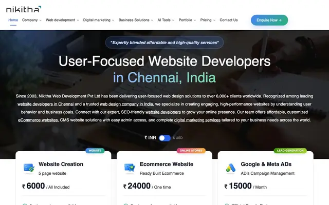 Nikitha Web Development Private Limited website
