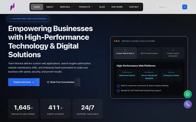 Nirosha Enterprises website