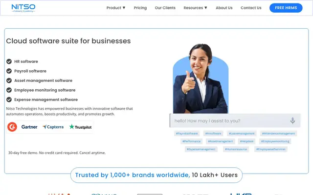 Nitso Technologies - Cloud Software Suite For Businesses website
