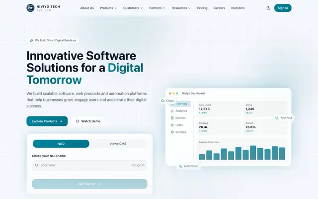 Niviyo Tech Pvt Ltd website