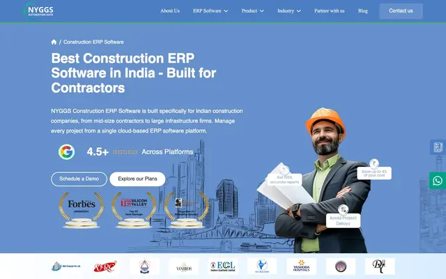 NYGGS Construction ERP Software website