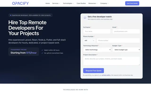 Opacify Private Limited website