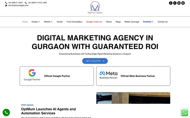OptMum Digital Marketing Agency in Gurgaon website