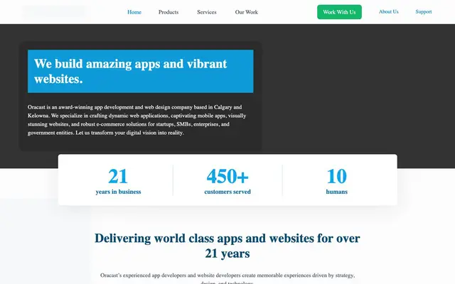 Oracast Calgary App Developers website