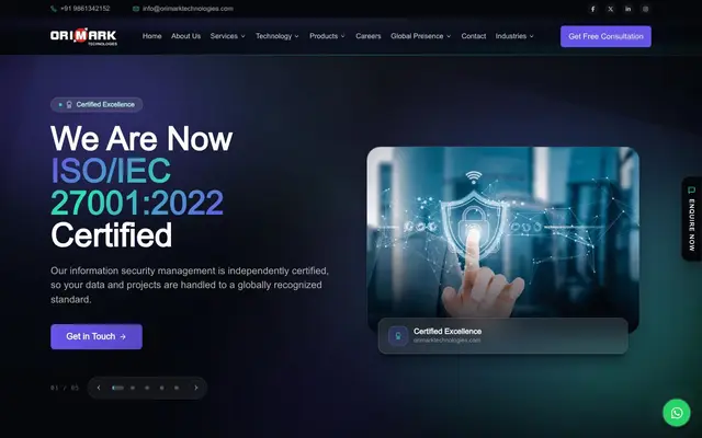 Orimark Technologies Pvt. Ltd website