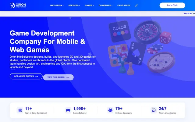Orion InfoSolutions | Game Development Company In India website