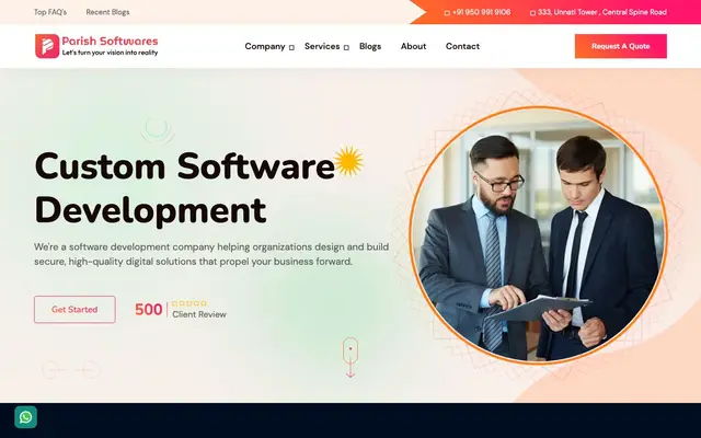 Mobile Application & Website Development Company | Parish Softwares website