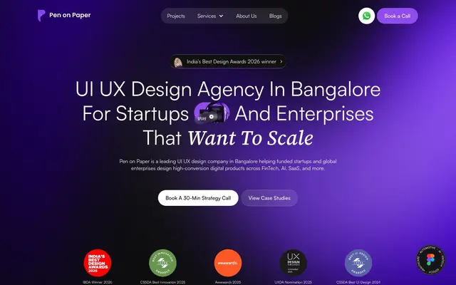 Pen On Paper | UI UX Branding Design Studio website