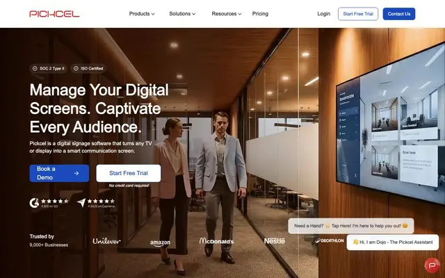 Pickcel Digital Signage India website