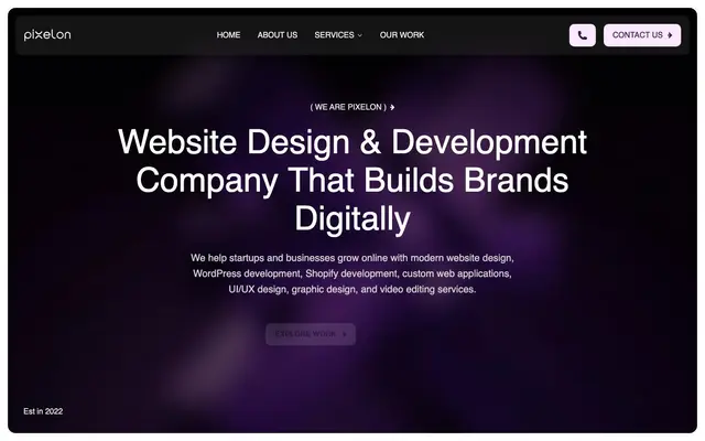 Pixelon Digital Solutions website