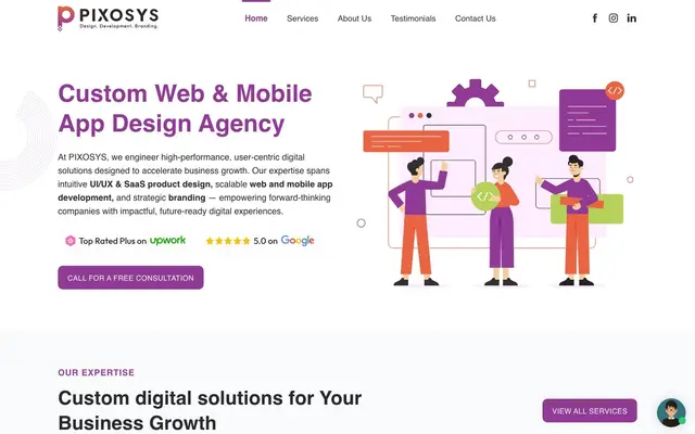 PIXOSYS | UI/UX Design & Web and Mobile App Development Agency India website
