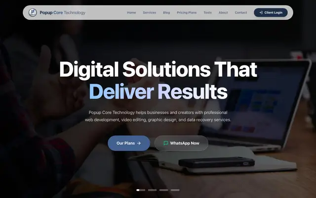 Popup Core Technology website
