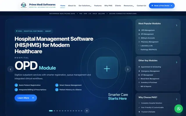 Best Hospital Information System in India : Prime Medi Softwares Pvt. Ltd (PMS) website