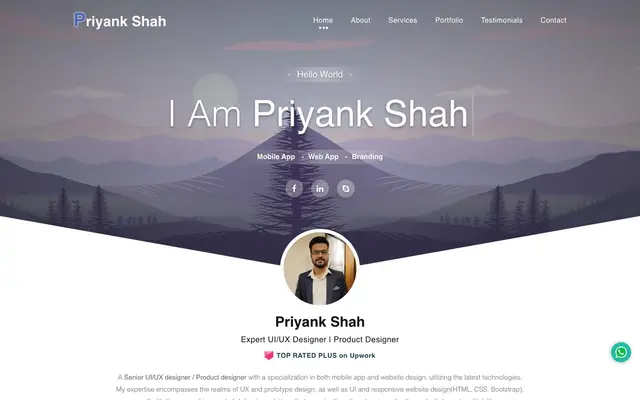 Freelance UI/UX Designer | Product designer | Web Designer - Priyank Shah website