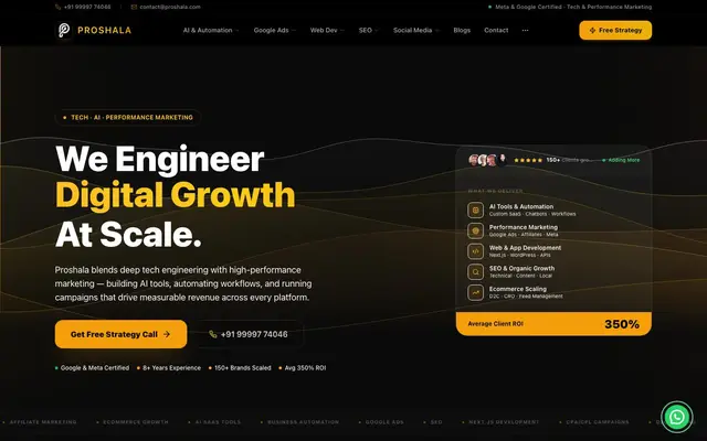 Website Developer & Digital Marketing Services - Proshala website